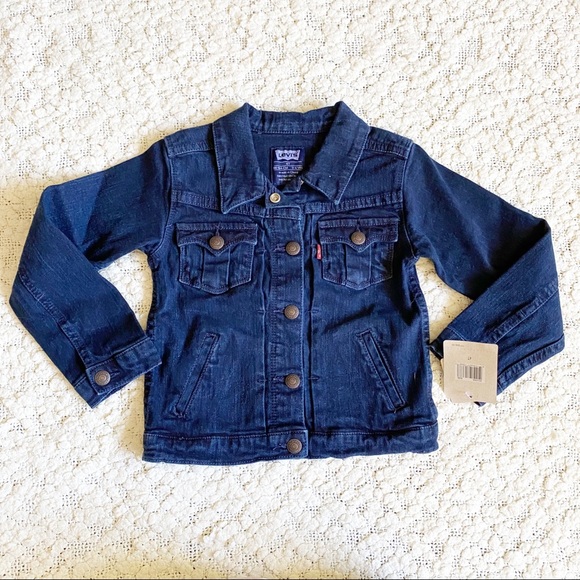 NWT Levi’s Denim Jean Dark Wash Western Trucker Jacket, 4T - Picture 1 of 7